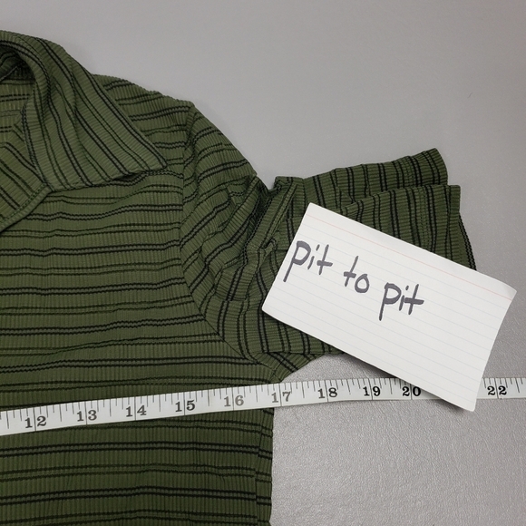3/$15 AX Armani Exchange green, black striped shirt size medium - Picture 7 of 9